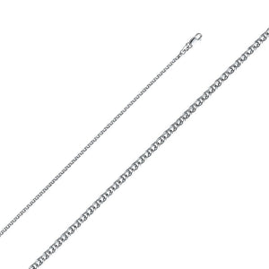 2mm White Gold Flat Open Wheat Chain Model-0466 - Charlie & Co. Jewelry