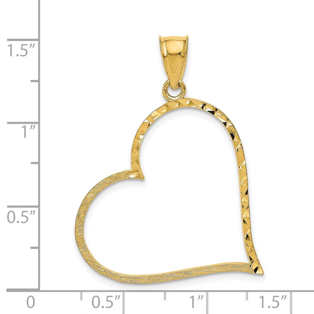 Charlie & Co Jewelry | 14k Satin Diamond-cut Crooked Heart Pendant - Model D1055