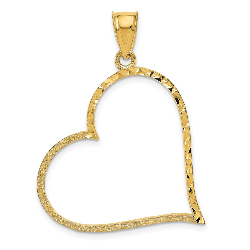 Charlie & Co Jewelry | 14k Satin Diamond-cut Crooked Heart Pendant - Model D1055