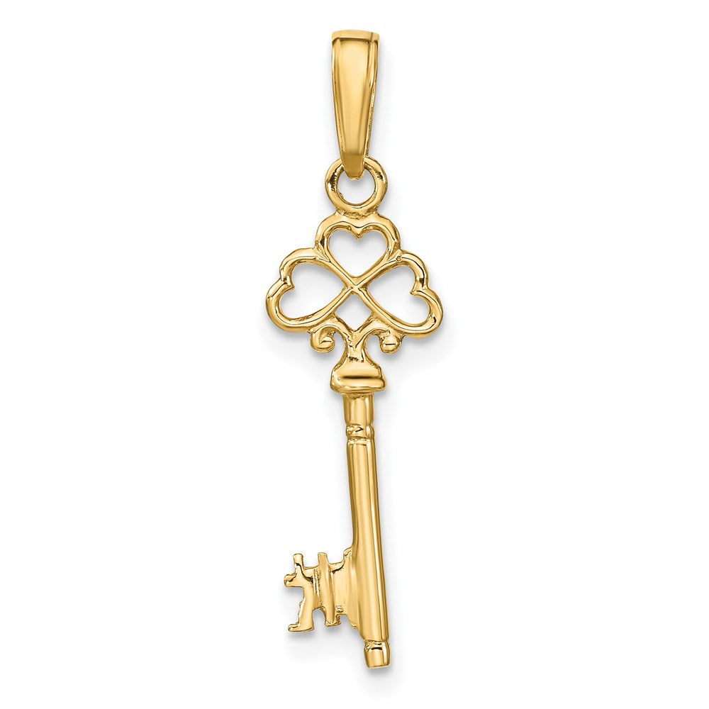Charlie & Co Jewelry | 14k Polished 3-d Hearts Key Charm - Model D1068