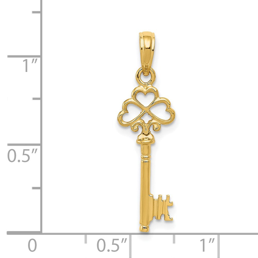 Charlie & Co Jewelry | 14k Polished 3-d Hearts Key Charm - Model D1068