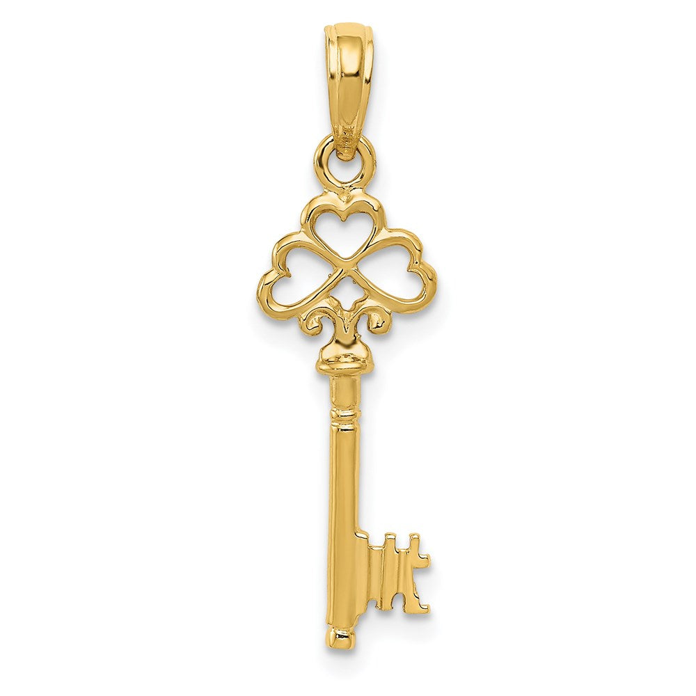 Charlie & Co Jewelry | 14k Polished 3-d Hearts Key Charm - Model D1068