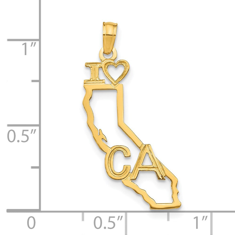 14K Gold 'I Love California' State Pendant - Charlie & Co. Jewelry