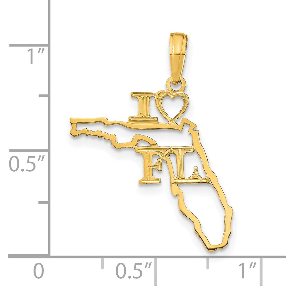 14K Gold 'I Love Florida' State Pendant - Charlie & Co. Jewelry