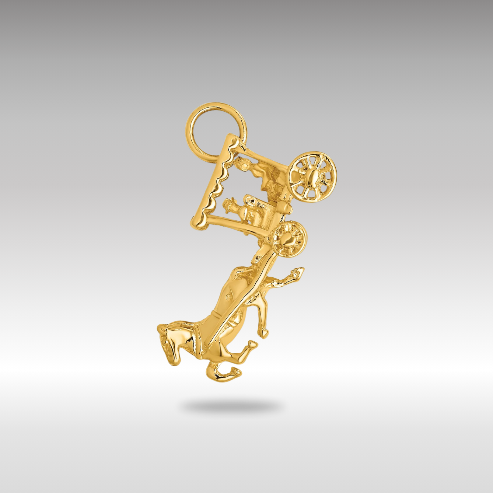 Gold Polished 3-Dimensional Horse and Carriage Charm Model-D1213 - Charlie & Co. Jewelry