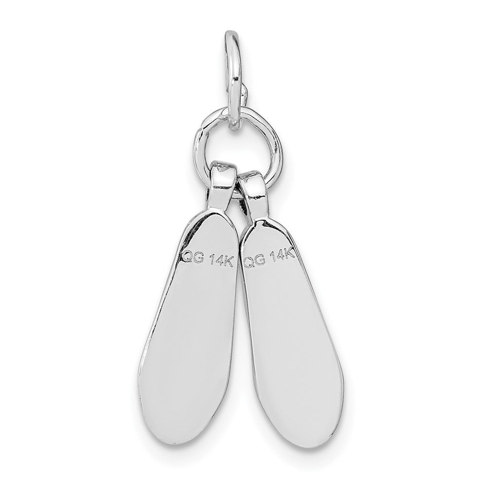 14K White Gold Solid 3-D Moveable Ballet Slippers Necklace Pendant - Charlie & Co. Jewelry