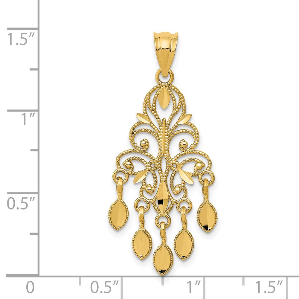 Charlie & Co Jewelry | 14k Polished Diamond-cut Chandelier Pendant - Model D1265