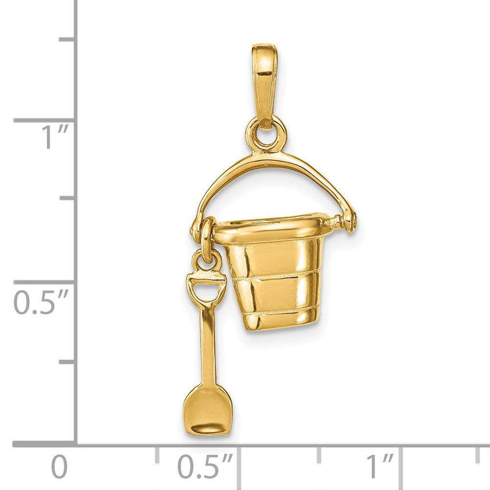 Charlie & Co Jewelry | 14k Polished 3-d Moveable Pail And Shovel Pendant - Model D1381