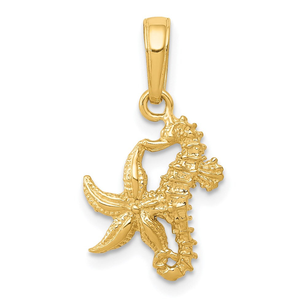 Charlie & Co Jewelry | 14k Solid Seahorse And Starfish Pendant - Model D1394