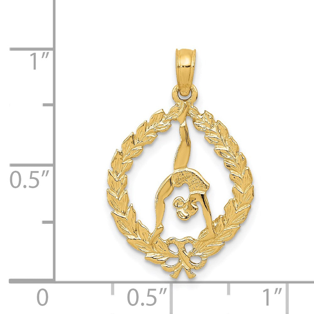 Charlie & Co Jewelry | 14k Solid Polished Framed Gymnast Pendant - Model D1445