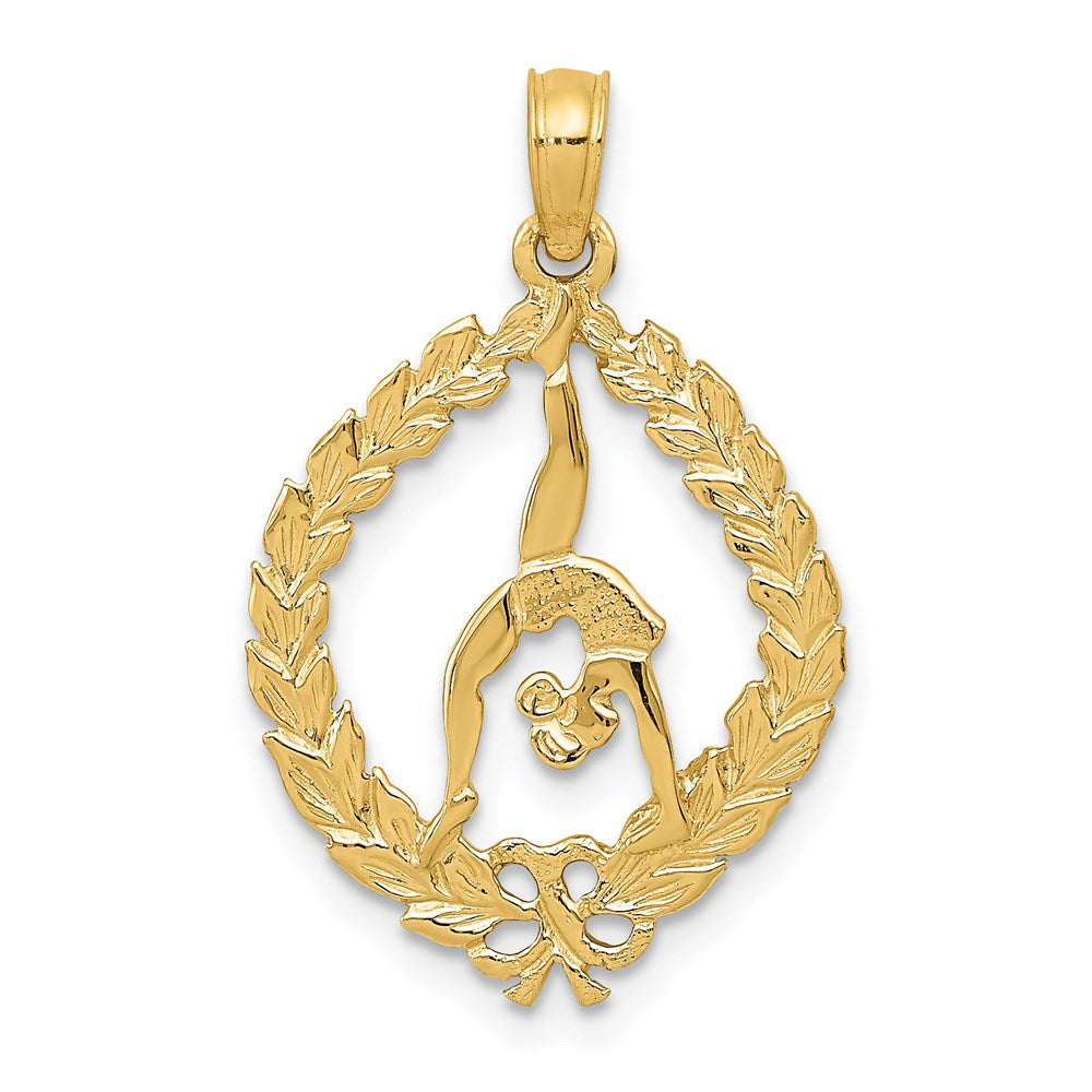 Charlie & Co Jewelry | 14k Solid Polished Framed Gymnast Pendant - Model D1445