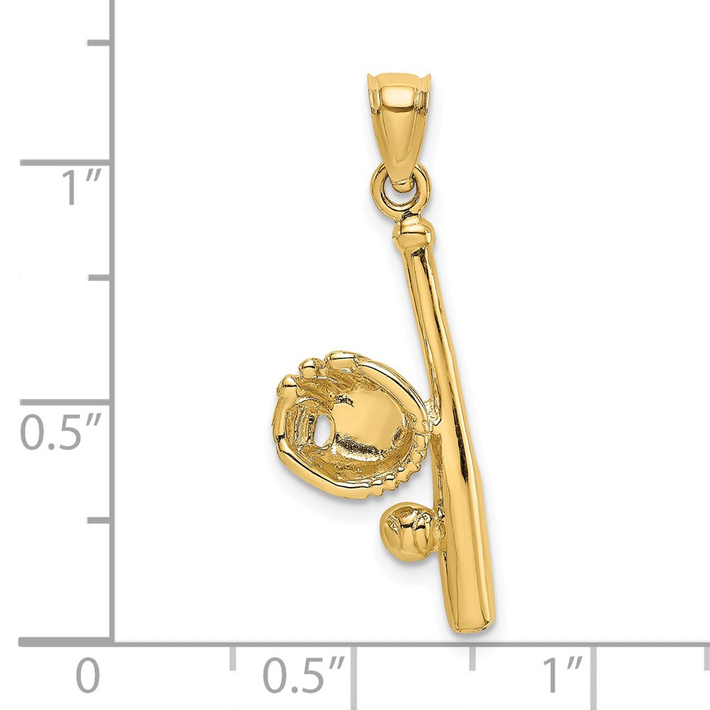 Charlie & Co Jewelry | 14k Solid Open-backed Glove/bat/baseball Charm - Model D1461