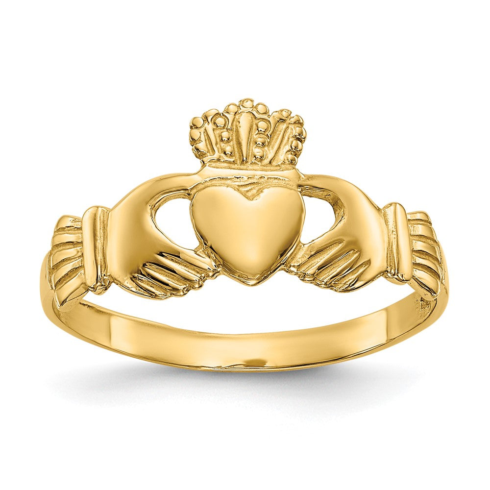 Gold Polished Ladies Claddagh Ring Model-D1863 - Charlie & Co. Jewelry