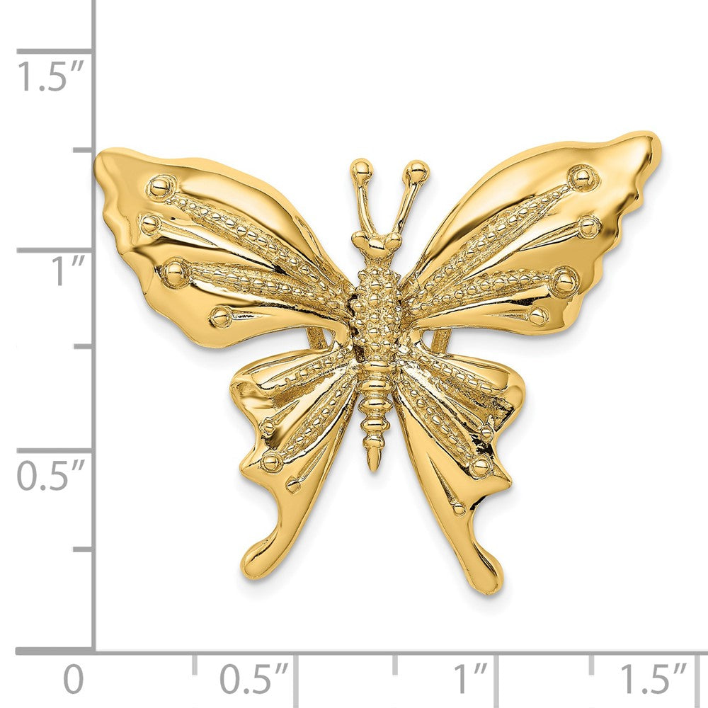 14k Gold Polished and Beaded Butterfly Slide Charm - Charlie & Co. Jewelry