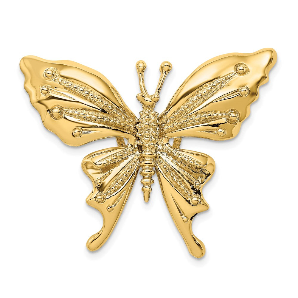 14k Gold Polished and Beaded Butterfly Slide Charm - Charlie & Co. Jewelry