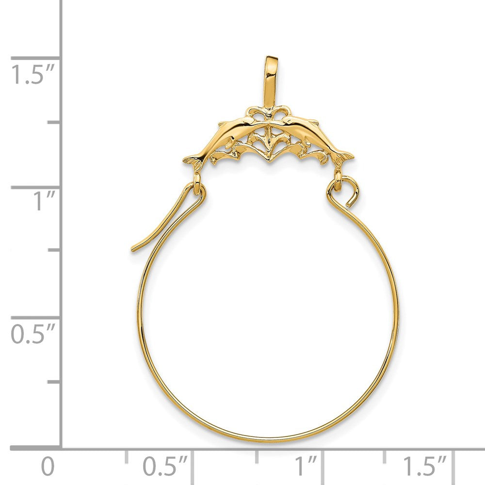 Charlie & Co Jewelry | 14k Double Dolphins Charm Holder Pendant - Model D2901