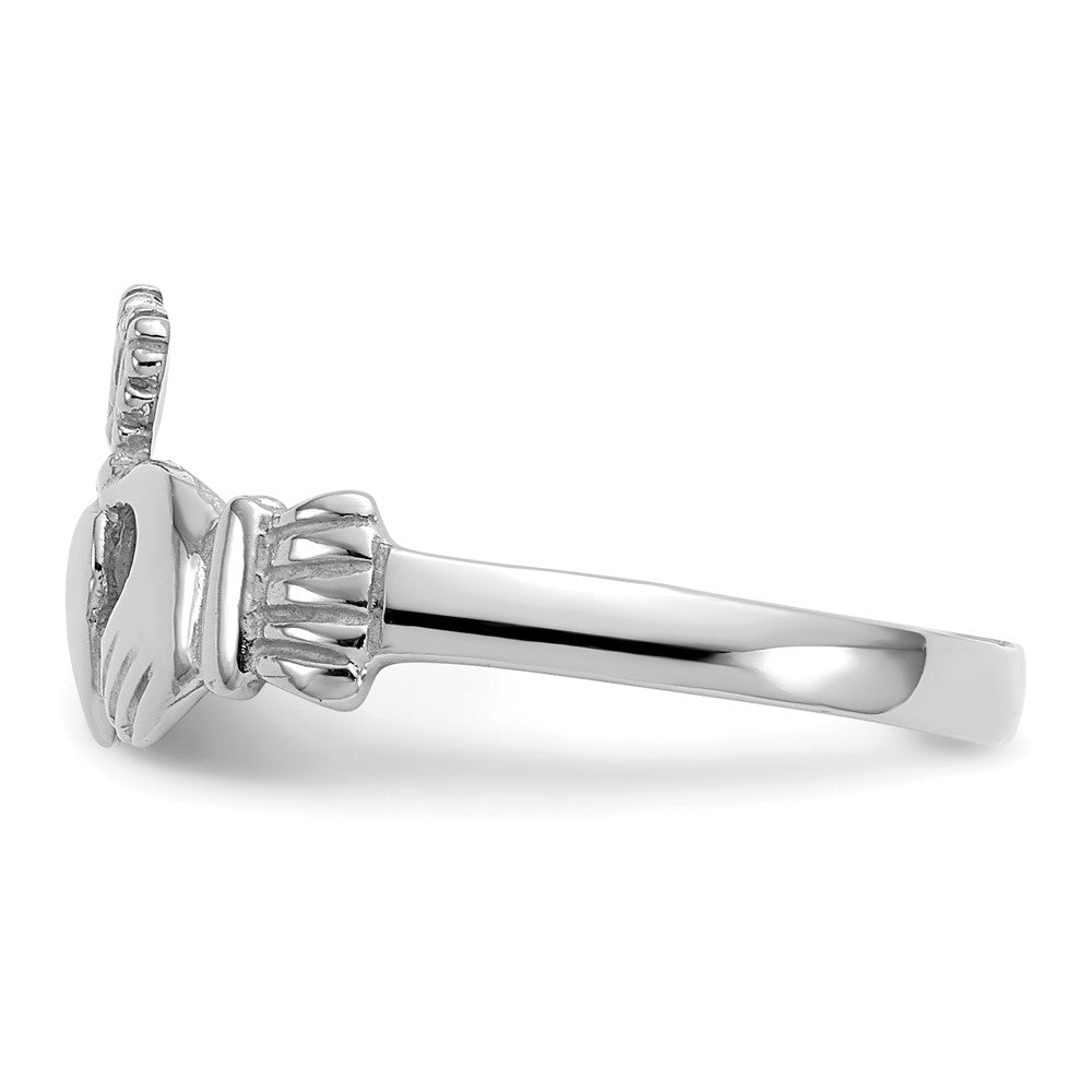 White Gold Ladies Claddagh Ring Model-D3107 - Charlie & Co. Jewelry