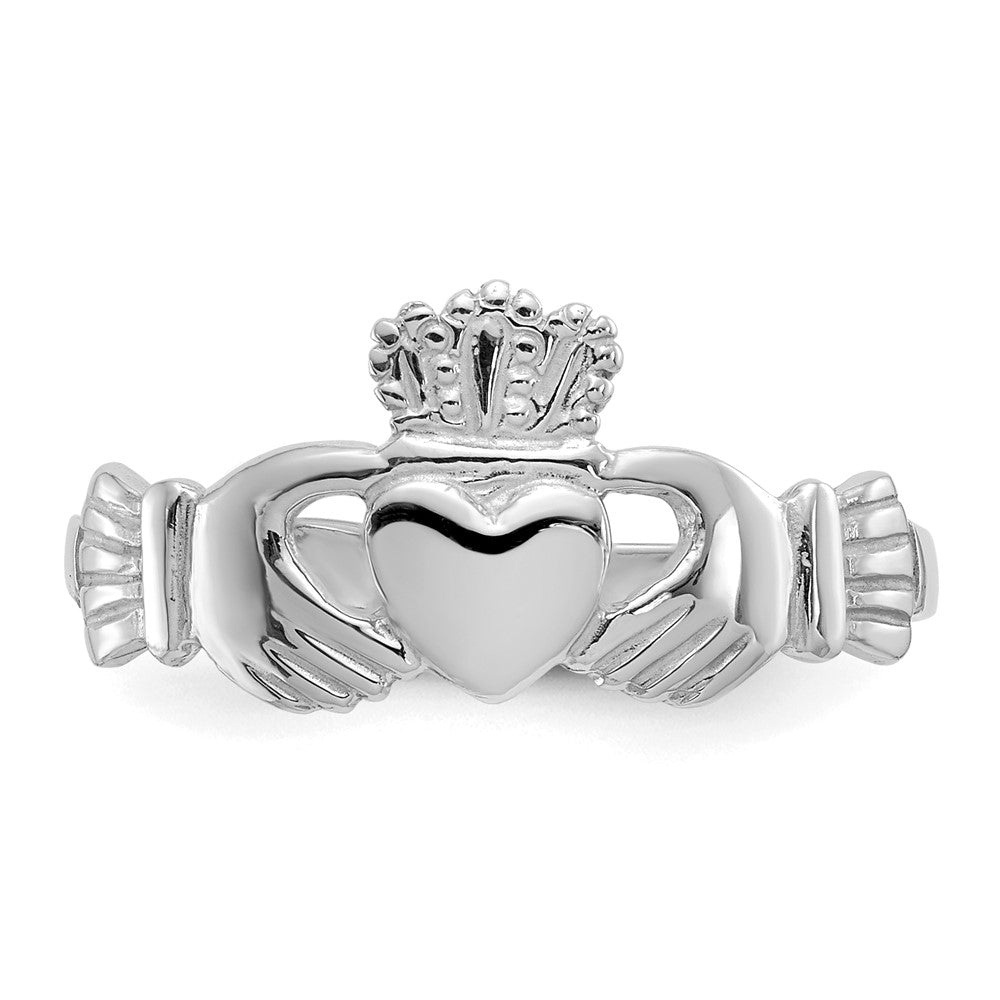 White Gold Ladies Claddagh Ring Model-D3107 - Charlie & Co. Jewelry