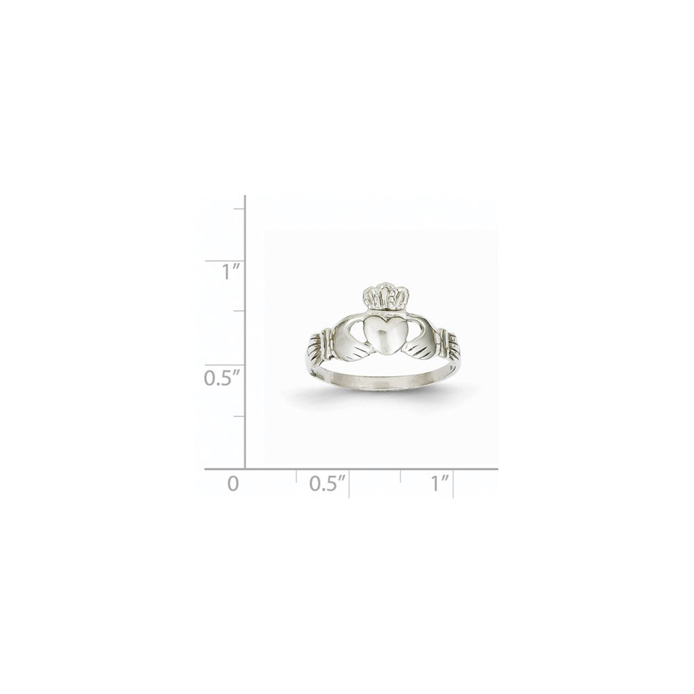 White Gold Ladies Claddagh Ring Model-D3107 - Charlie & Co. Jewelry