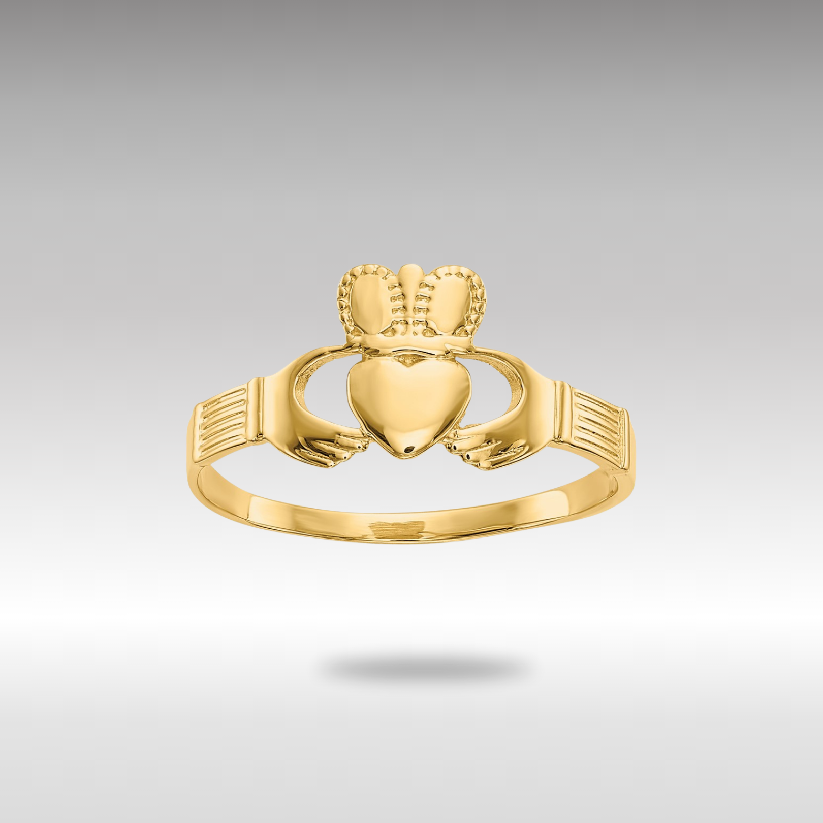 Gold Ladies Claddagh Ring Model-D3108 - Charlie & Co. Jewelry