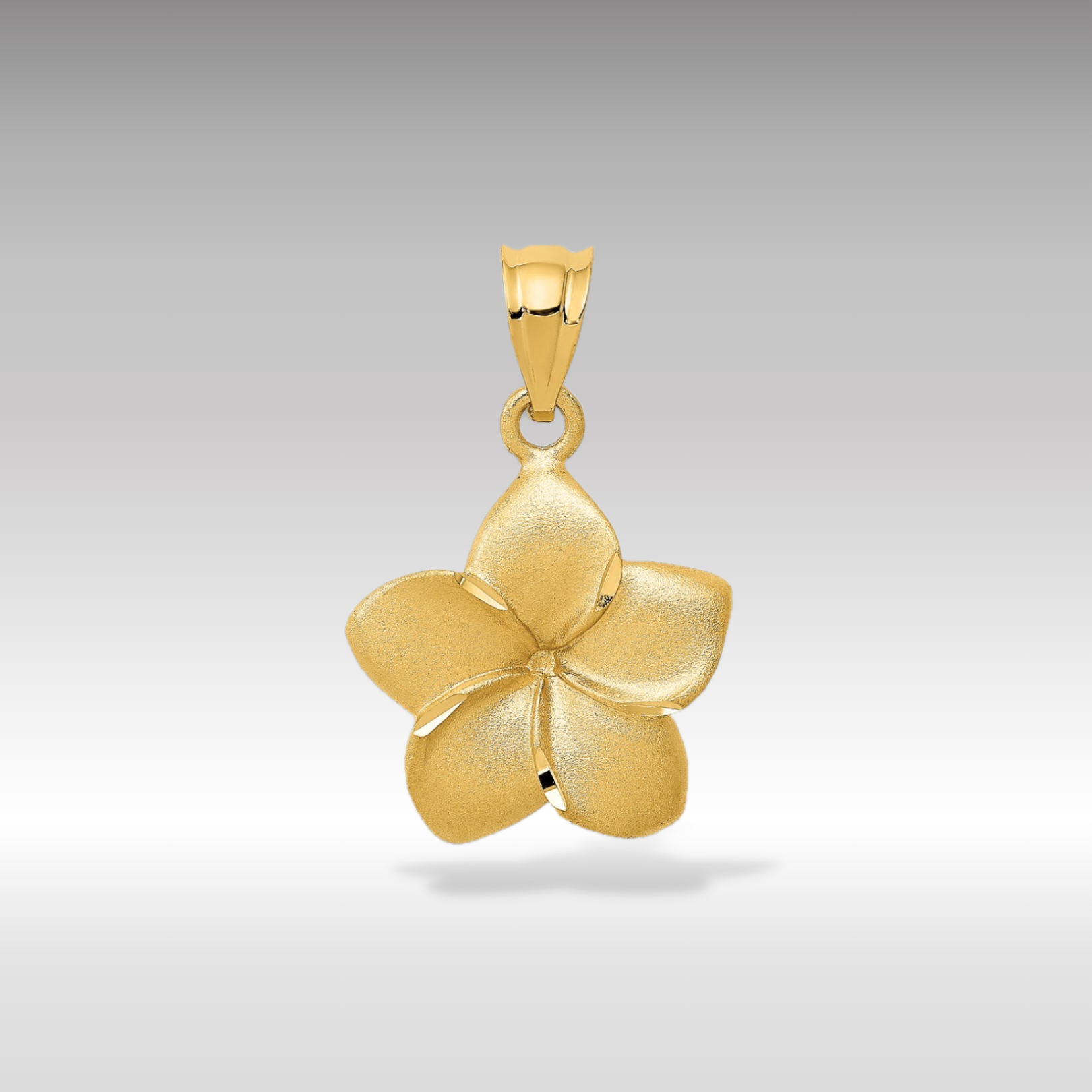 14K Gold Textured Plumeria Flower Charm - Charlie & Co. Jewelry