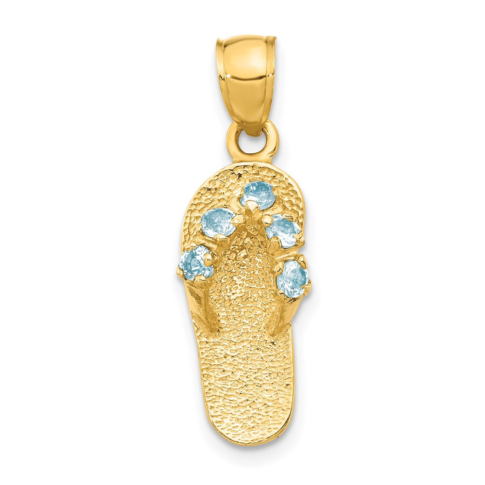 Charlie & Co Jewelry | 14k  3d March/cz Birthstone Flip Flop Pendant - Model D3423