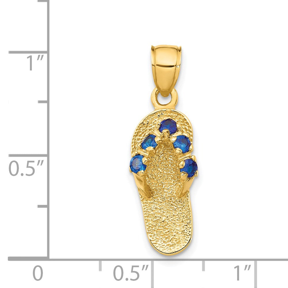 Charlie & Co Jewelry | 14k  3d September/cz Birthstone Flip Flop Pendant - Model D3429