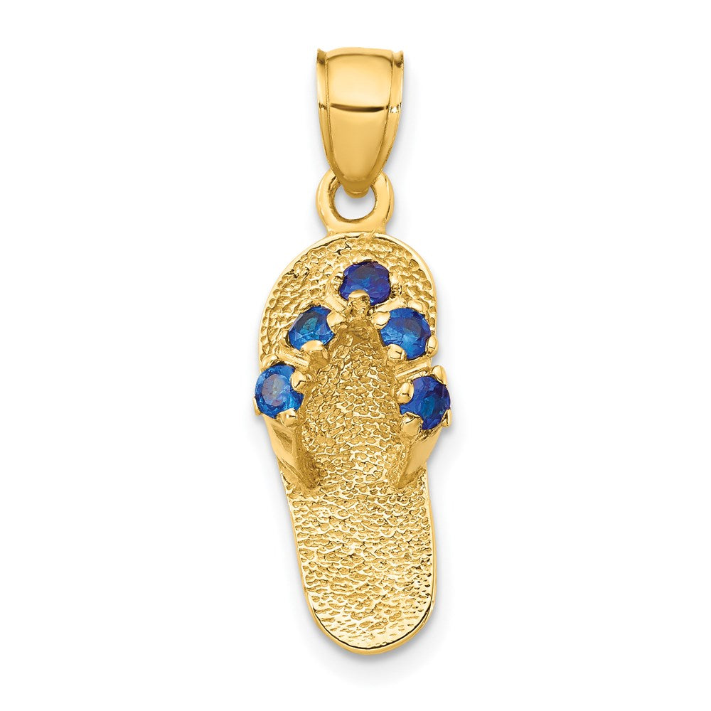 Charlie & Co Jewelry | 14k  3d September/cz Birthstone Flip Flop Pendant - Model D3429