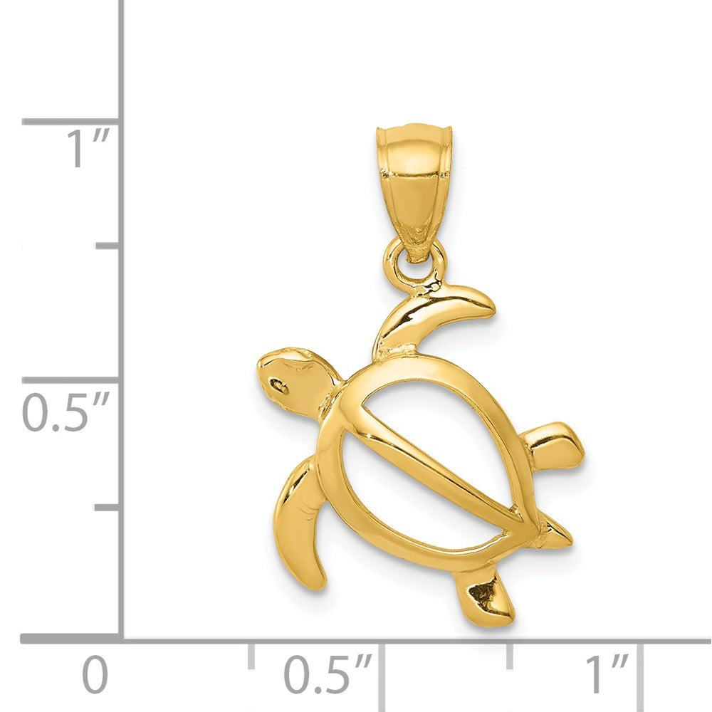14K Gold Elegant Open Sea Turtle Pendant - Charlie & Co. Jewelry