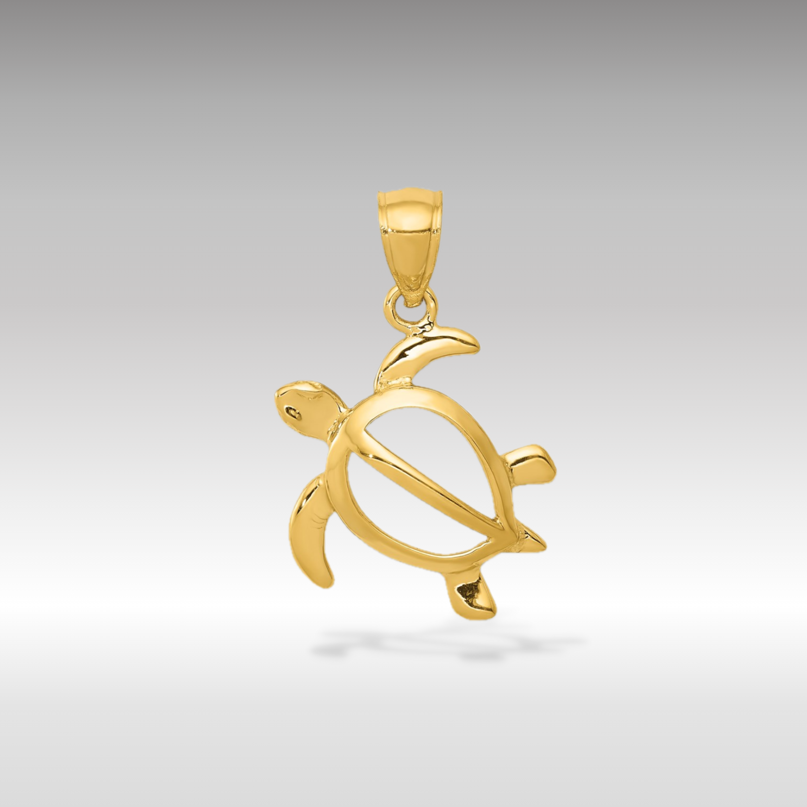 14K Gold Elegant Open Sea Turtle Pendant - Charlie & Co. Jewelry