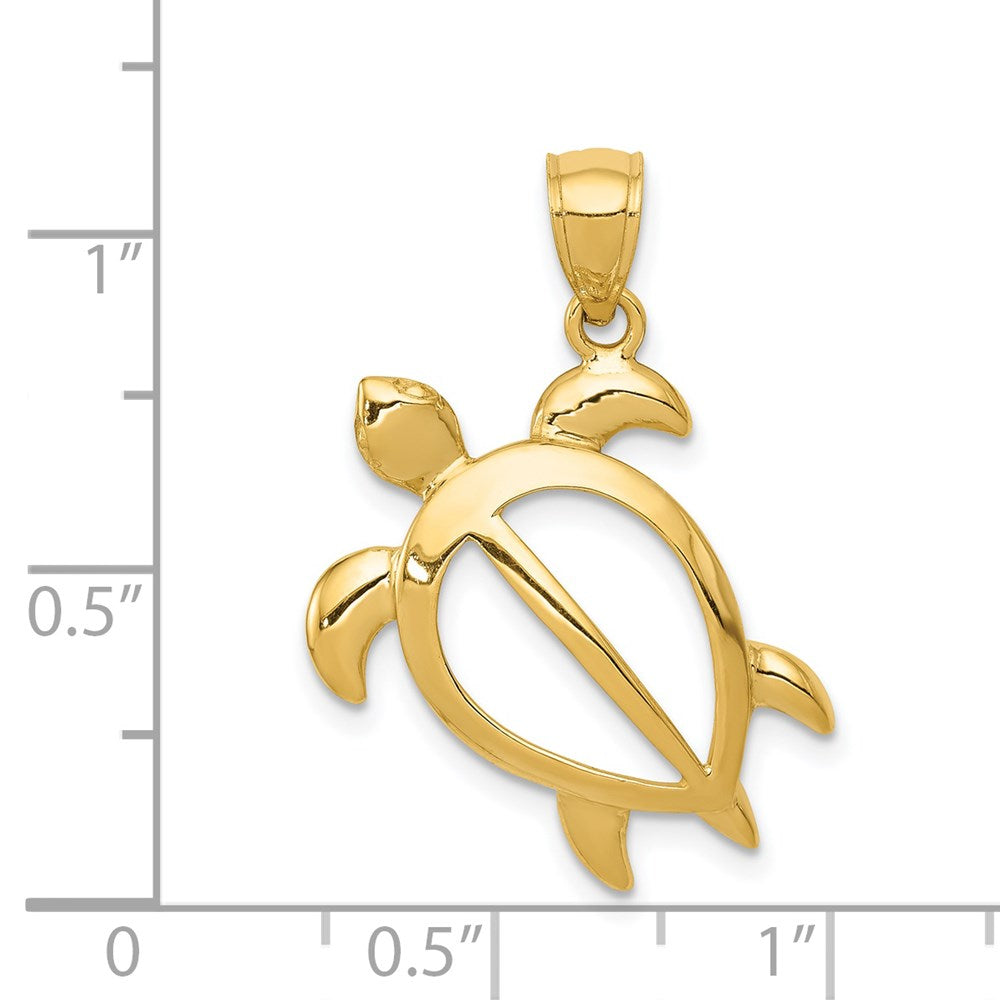 14K Gold Large Open Design Turtle Pendant - Charlie & Co. Jewelry