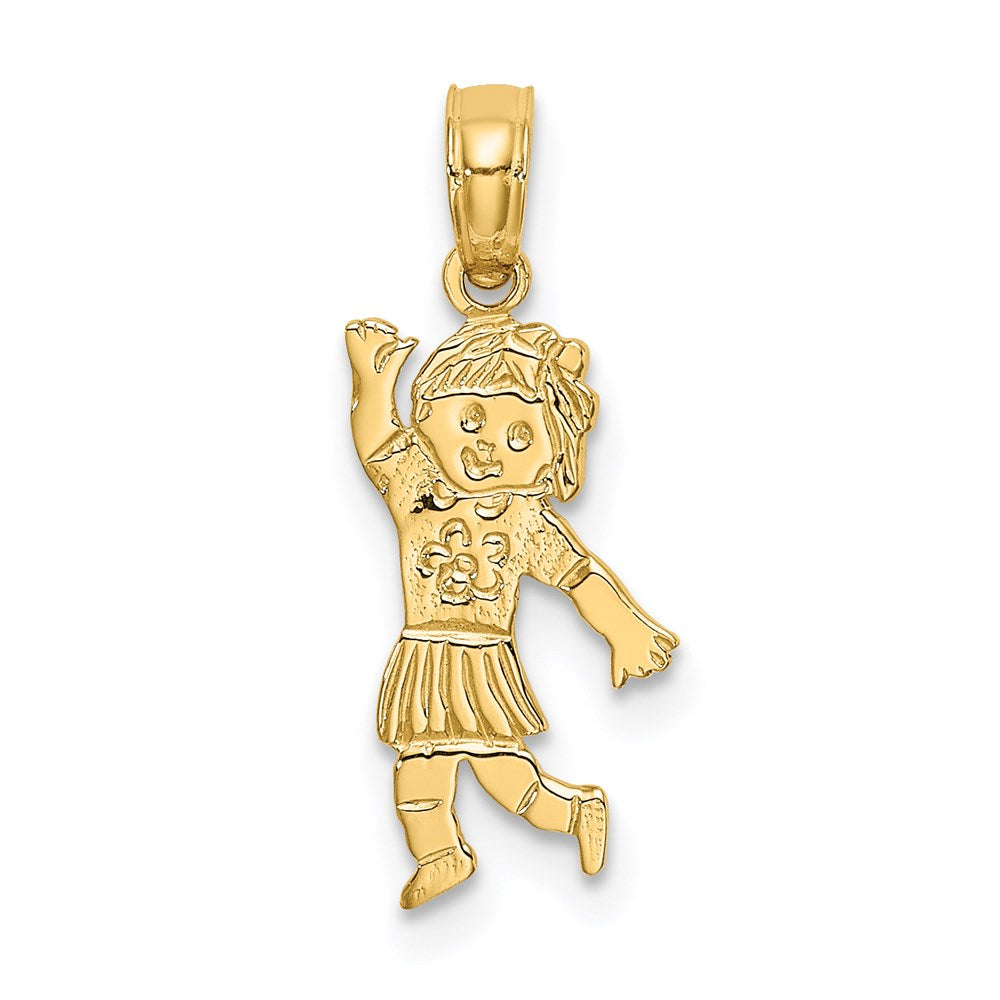 Charlie & Co Jewelry | 14k Girl Waving With Flower On Blouse Charm - Model D3992