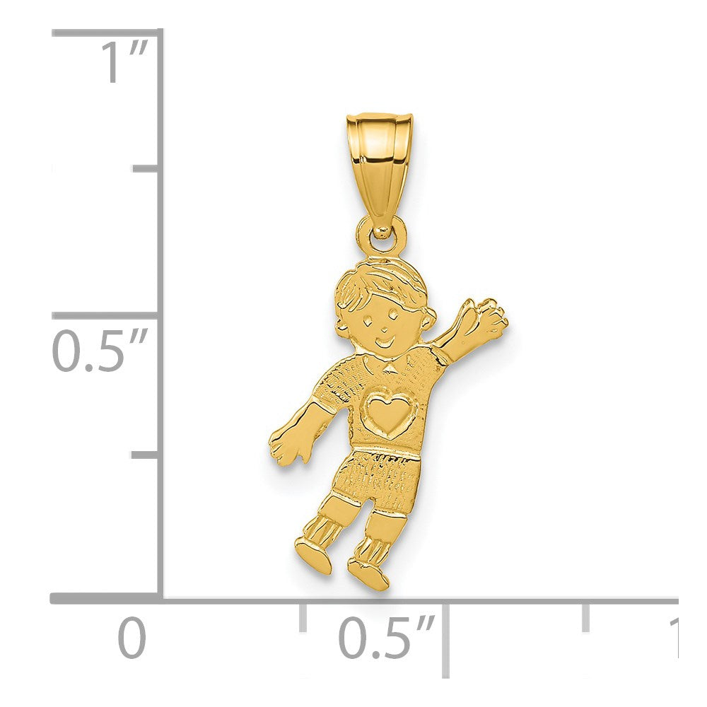 Charlie & Co Jewelry | 14k Boy Waving With Heart On Pocket Charm - Model D3994