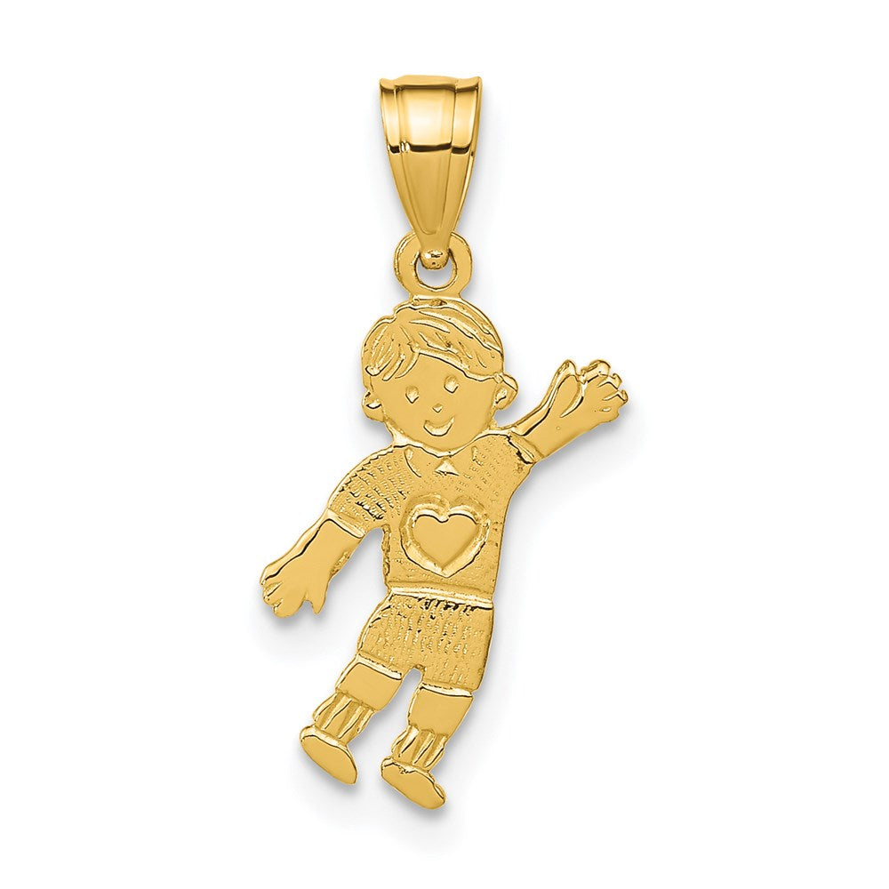 Charlie & Co Jewelry | 14k Boy Waving With Heart On Pocket Charm - Model D3994