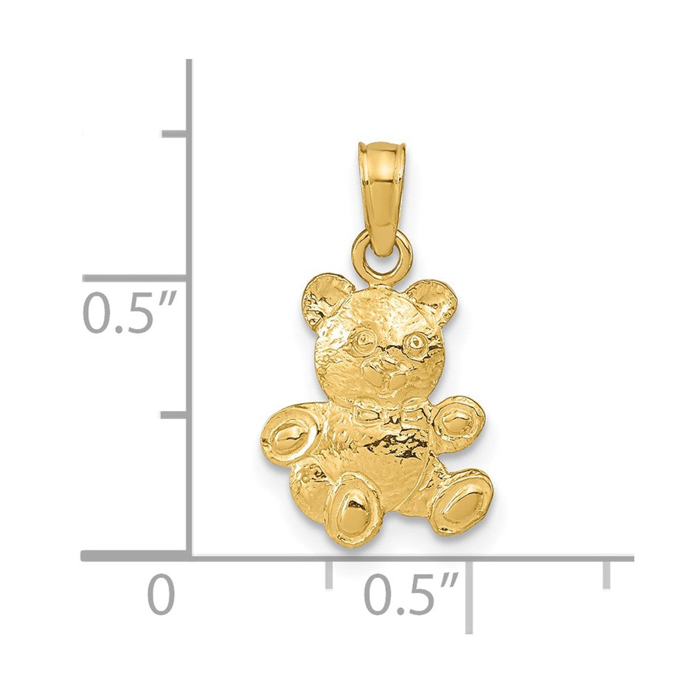 14K Gold Textured Teddy Bear Pendant - Charlie & Co. Jewelry