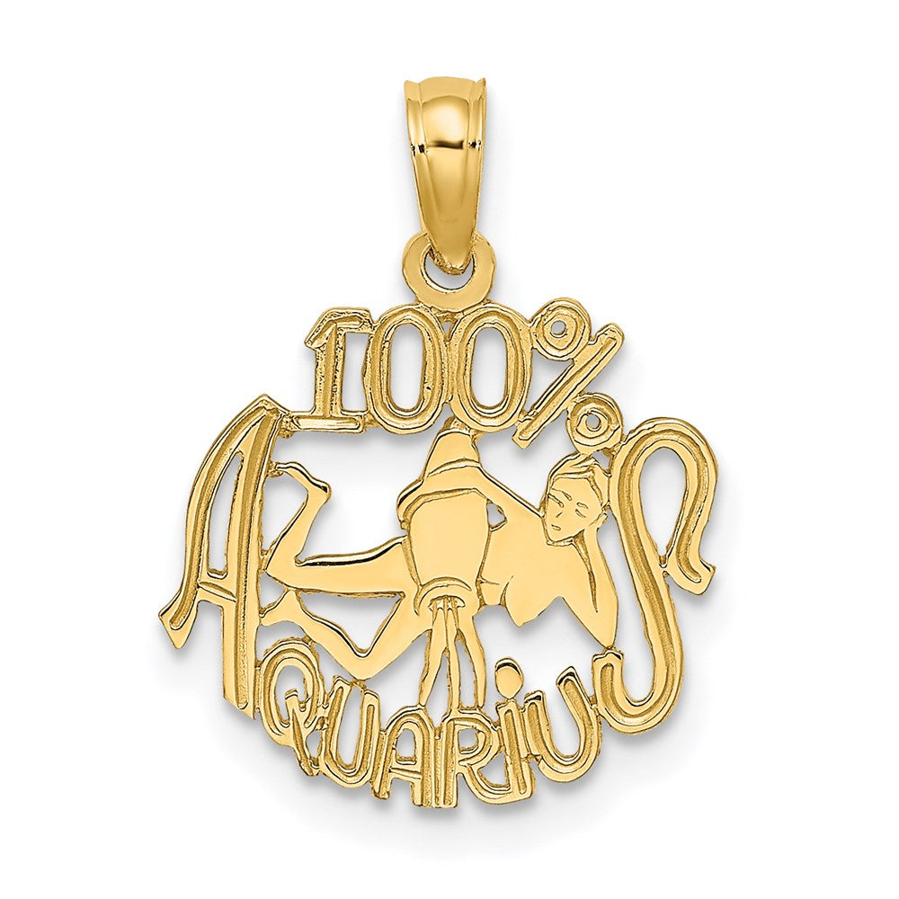 Gold 100% AQUARIUS Small Zodiac Charm Model-D4064 - Charlie & Co. Jewelry