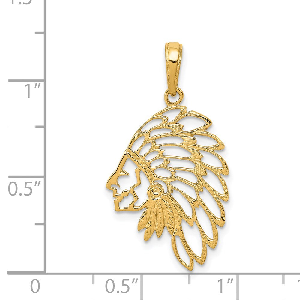 Gold Cut-out Intricate Tribal Headdress Pendant Necklace Model-D4081 - Charlie & Co. Jewelry