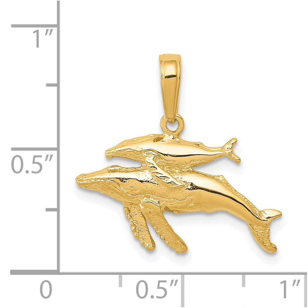 Charlie & Co Jewelry | 14k Mother And Baby Humpback Whale Pendant - Model D4130