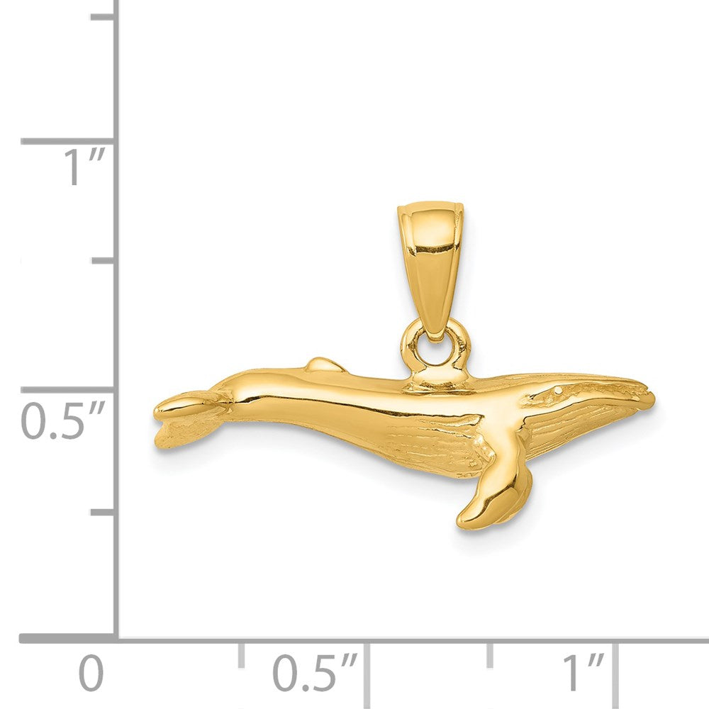 14K Gold 3D Humpback Whale Pendant - Charlie & Co. Jewelry