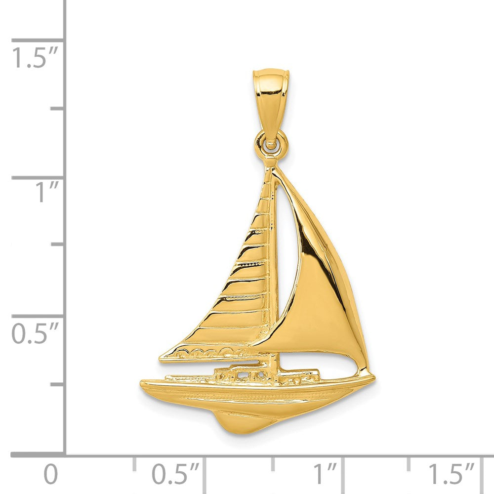 Charlie & Co Jewelry | 14k 2-d Sailboat Pendant - Model D4156