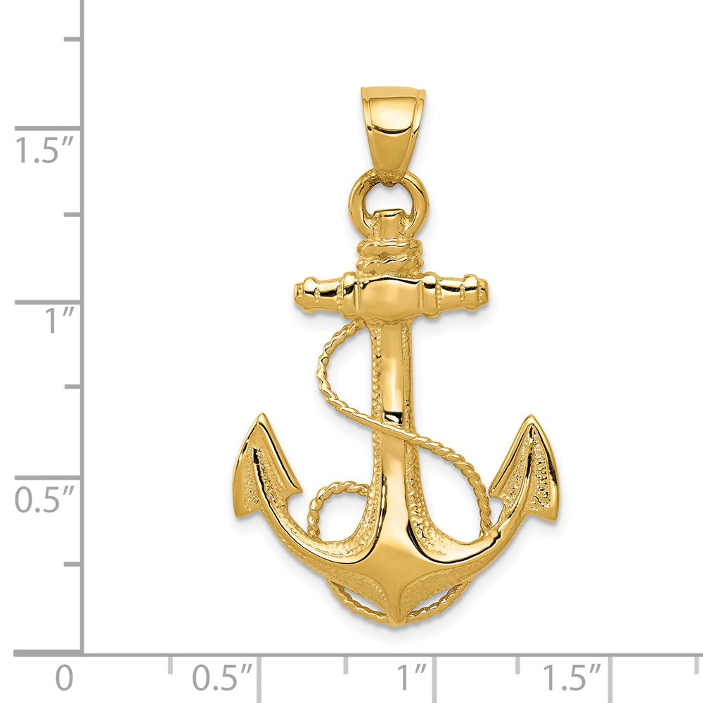 Charlie & Co Jewelry | 14k 2-d Anchor With Rope Pendant - Model D4165