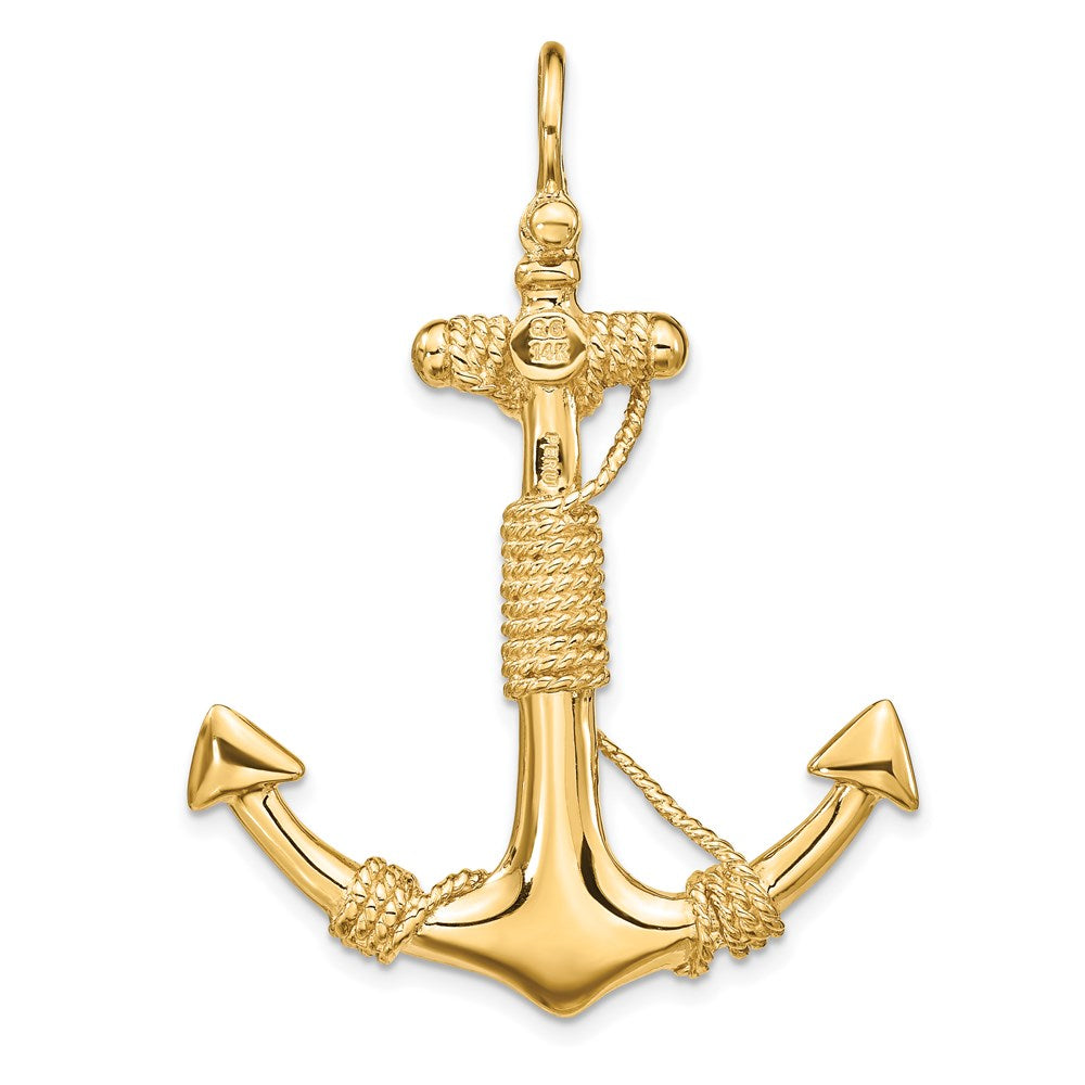 Charlie & Co Jewelry | 14k 3-d Solid Anchor With Rope Pendant - Model D4166