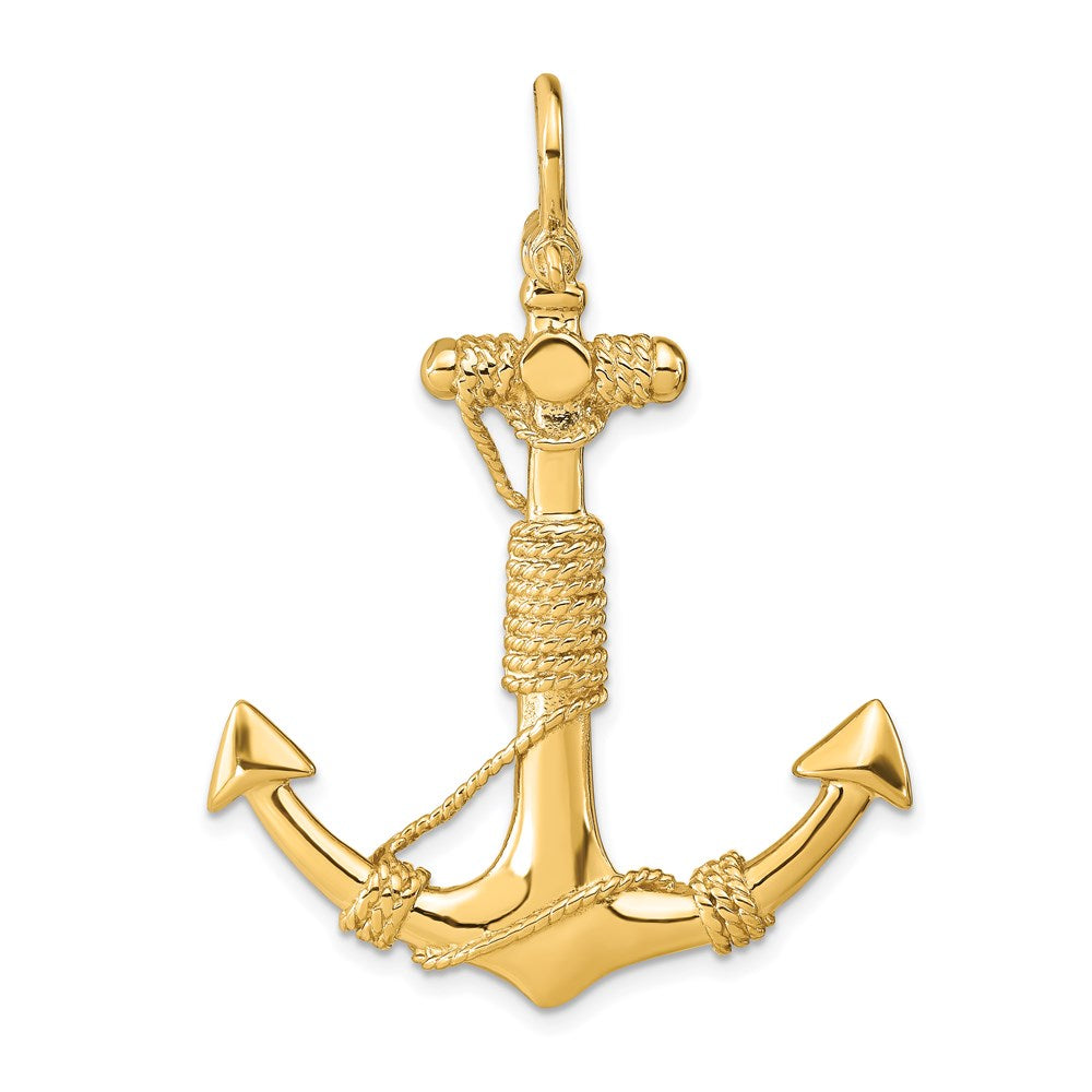 Charlie & Co Jewelry | 14k 3-d Solid Anchor With Rope Pendant - Model D4166