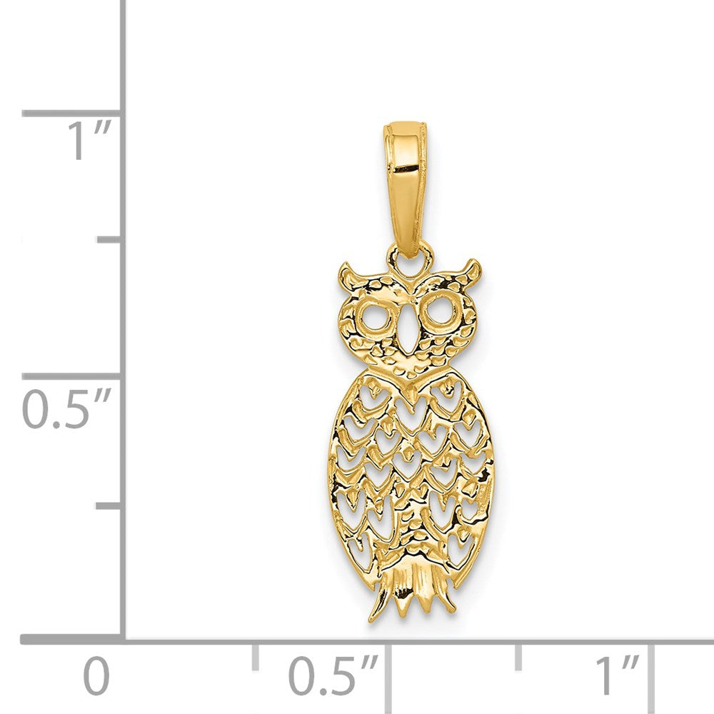 Gold Filigree Owl Necklace Pendant Model-D4199 - Charlie & Co. Jewelry