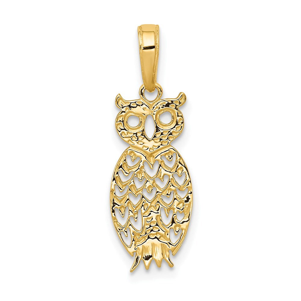 Gold Filigree Owl Necklace Pendant Model-D4199 - Charlie & Co. Jewelry