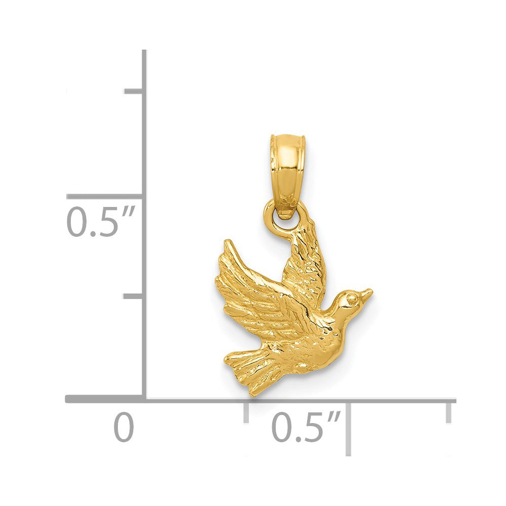 Gold Flying Dove Pendant Necklace Model-D4210 - Charlie & Co. Jewelry