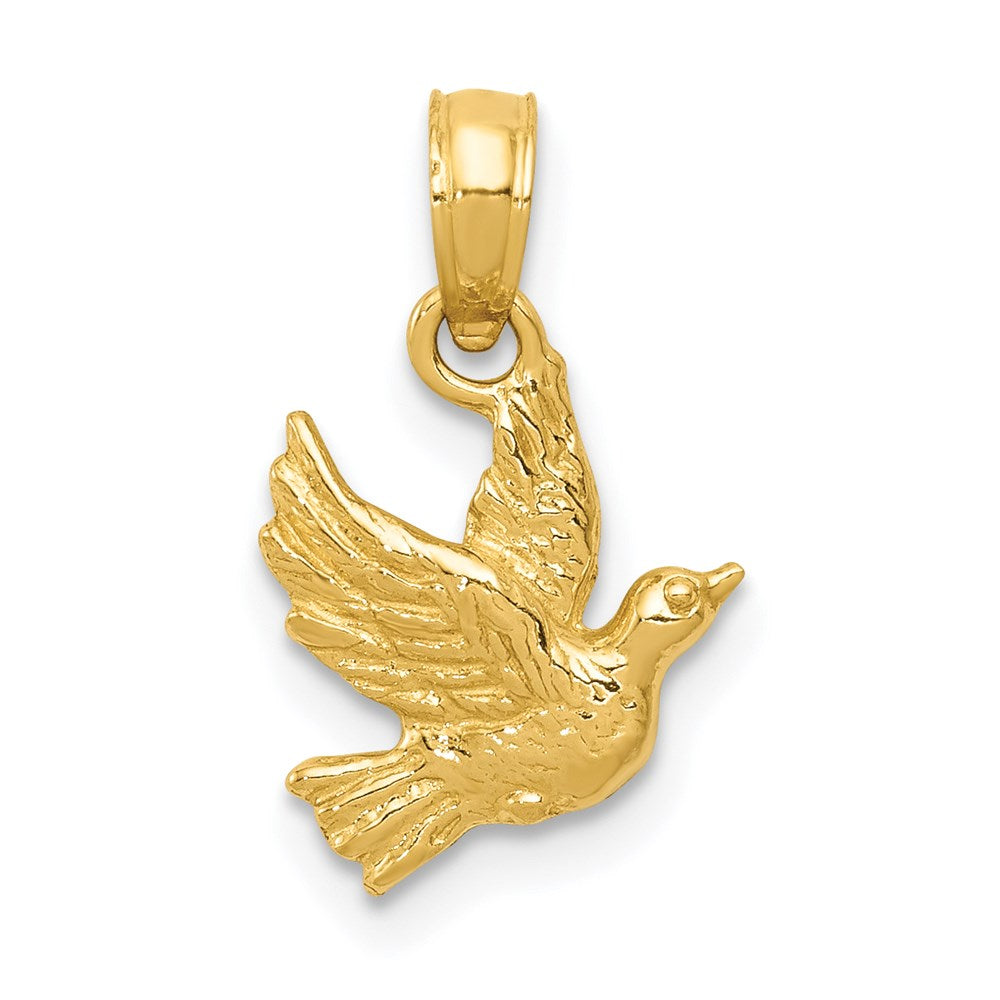 Gold Flying Dove Pendant Necklace Model-D4210 - Charlie & Co. Jewelry