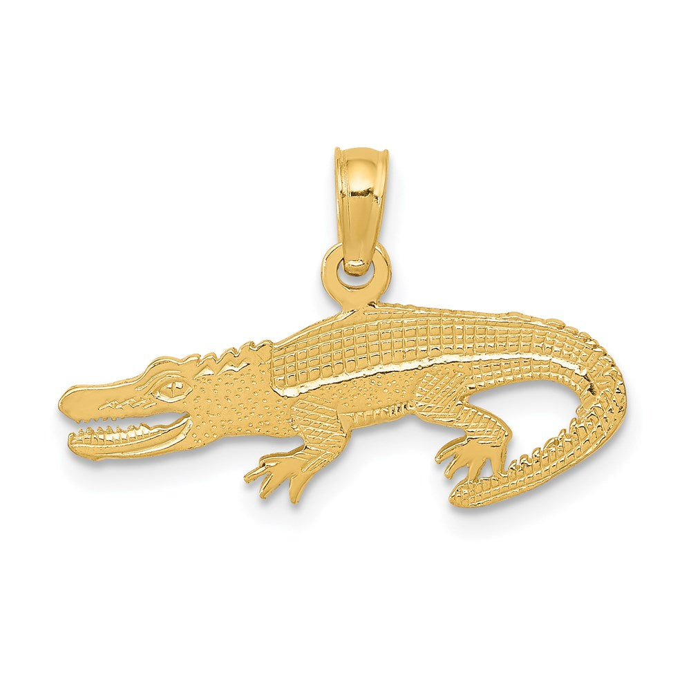 14K Gold Detailed Textured Alligator Pendant - Charlie & Co. Jewelry