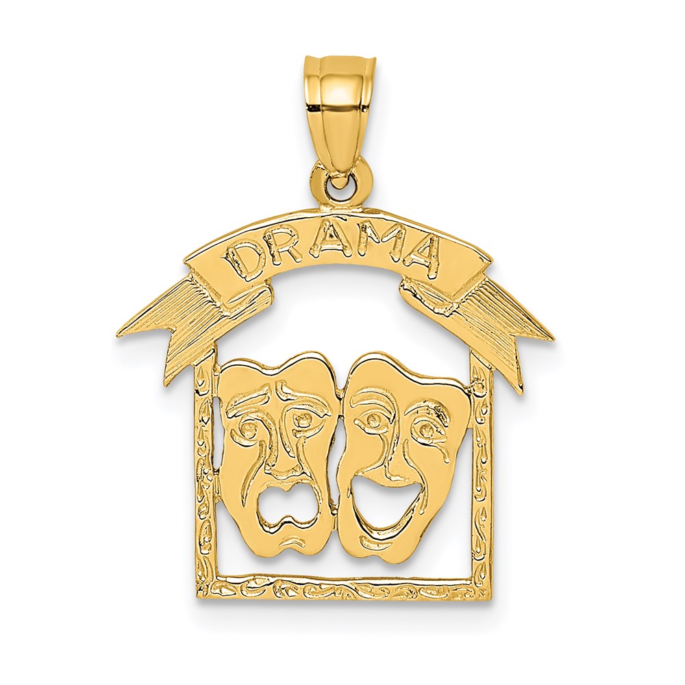 14K Gold Comedy/Tragedy Drama Necklace Pendant - Charlie & Co. Jewelry