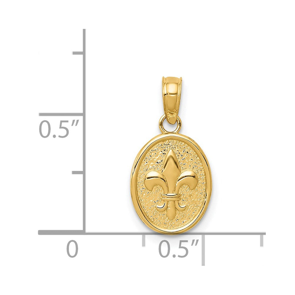 Charlie & Co Jewelry | 14k Polished Small Fleur De Lis In Oval Pendant - Model D4369
